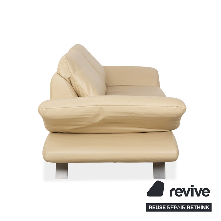 Koinor Velluti Leather Three-Seater Cream Manual Function Sofa Couch