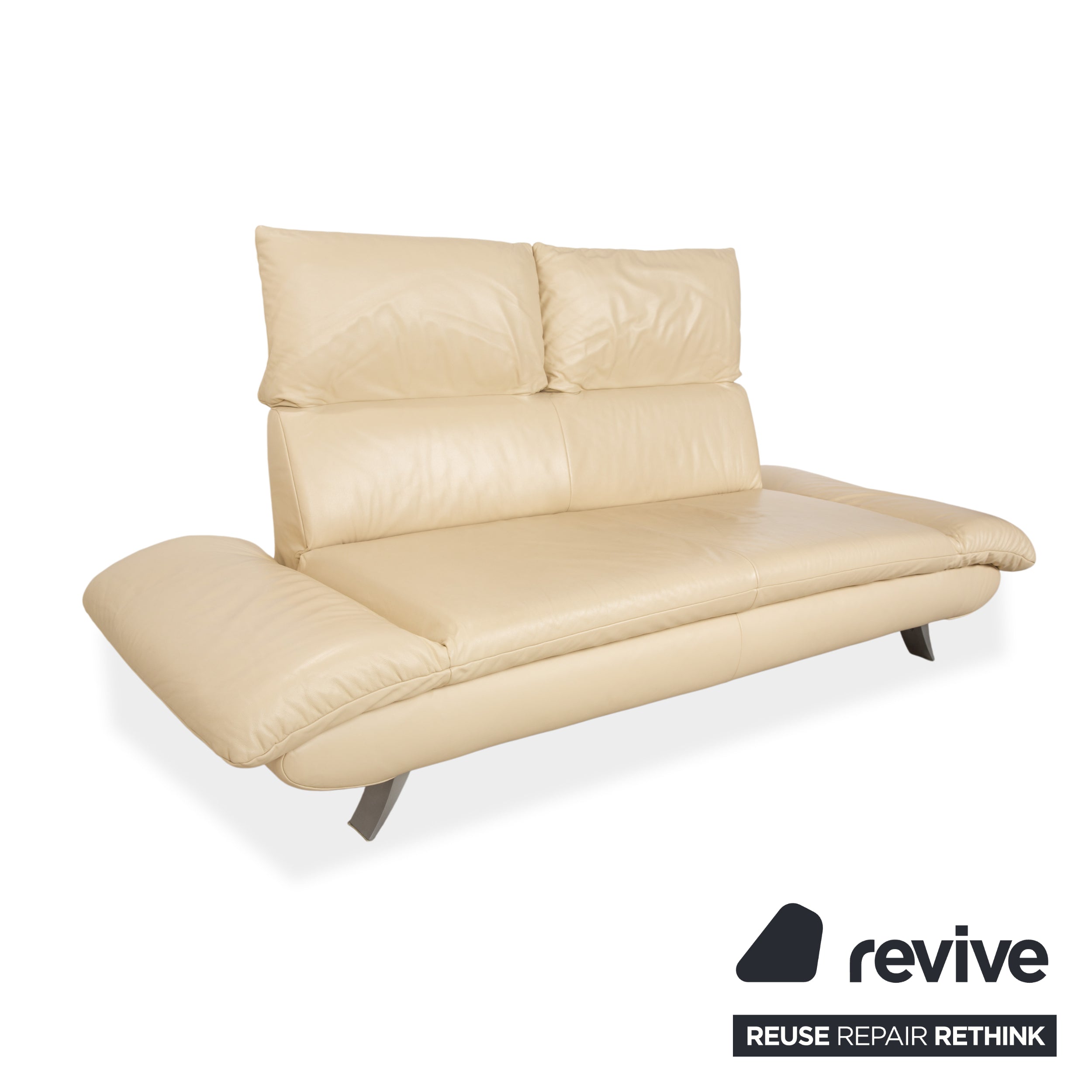 Koinor Velluti Leder Dreisitzer Creme manuelle Funktion Sofa Couch