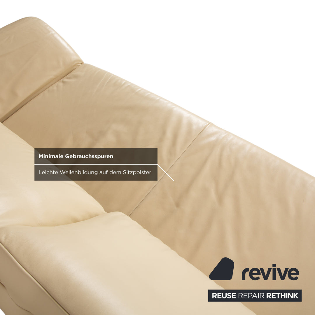 Koinor Velluti Leather Three-Seater Cream Manual Function Sofa Couch