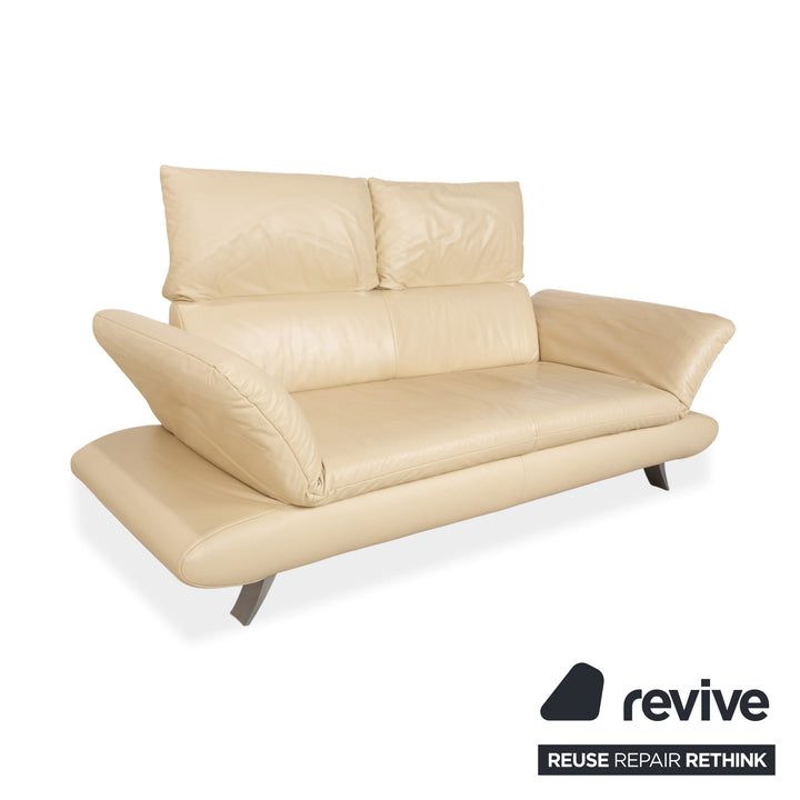 Koinor Velluti Leder Dreisitzer Creme manuelle Funktion Sofa Couch