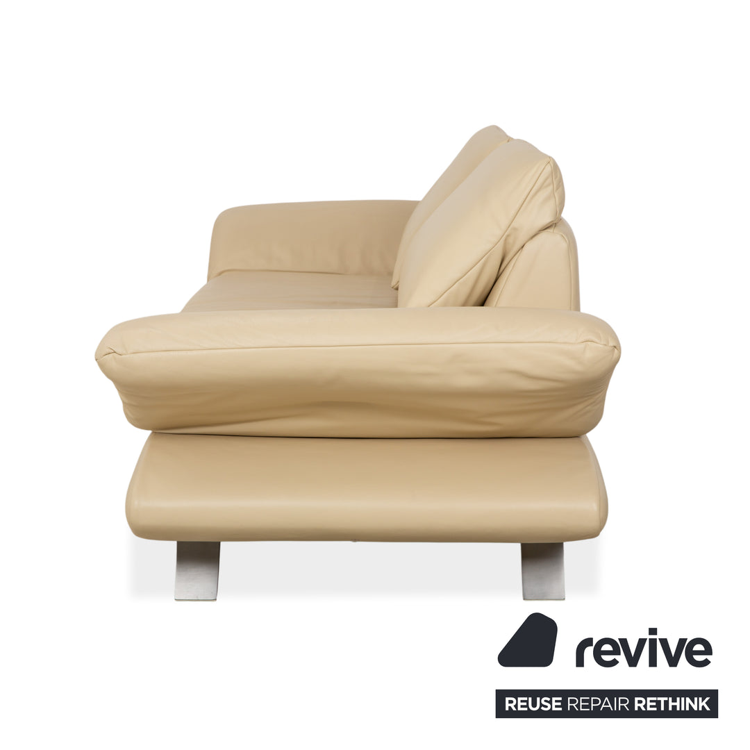 Koinor Velluti Leder Dreisitzer Creme manuelle Funktion Sofa Couch