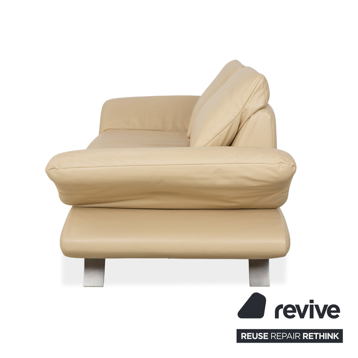 Koinor Velluti Leder Dreisitzer Creme manuelle Funktion Sofa Couch