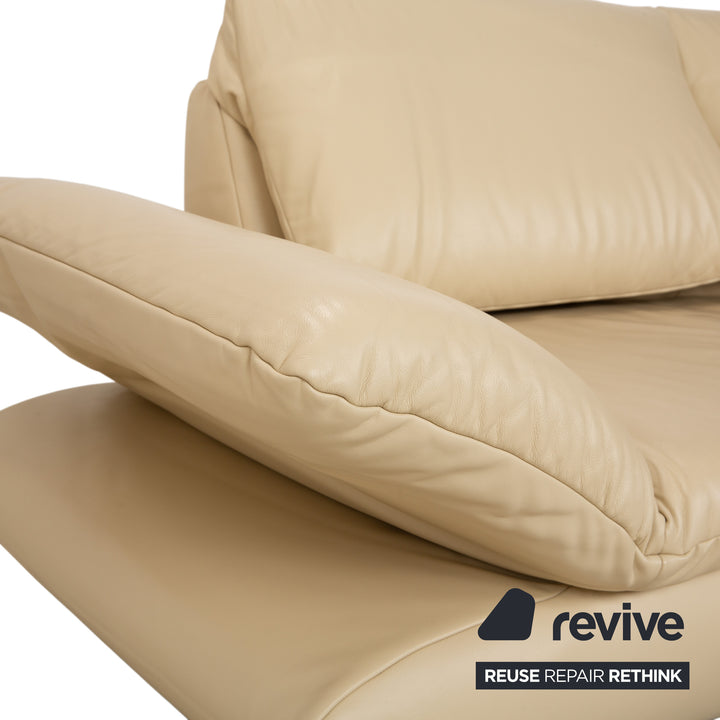 Koinor Velluti Leather Three-Seater Cream Manual Function Sofa Couch