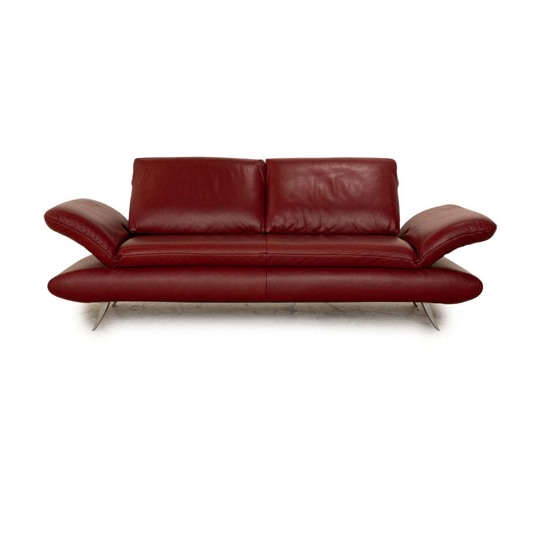 Koinor Velluti Leder Dreisitzer Rot manuelle Funktion Sofa Couch