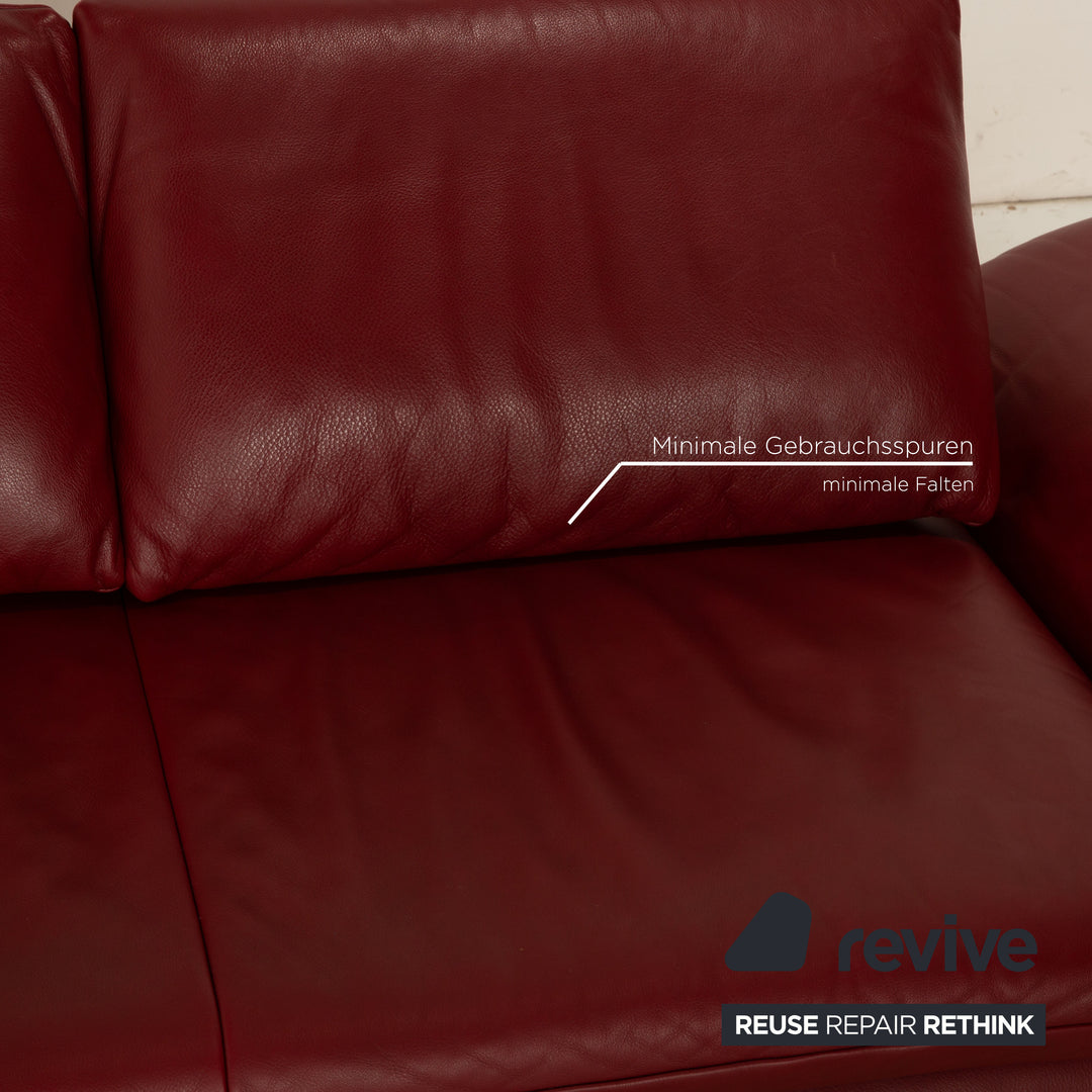 Koinor Velluti Leder Dreisitzer Rot manuelle Funktion Sofa Couch