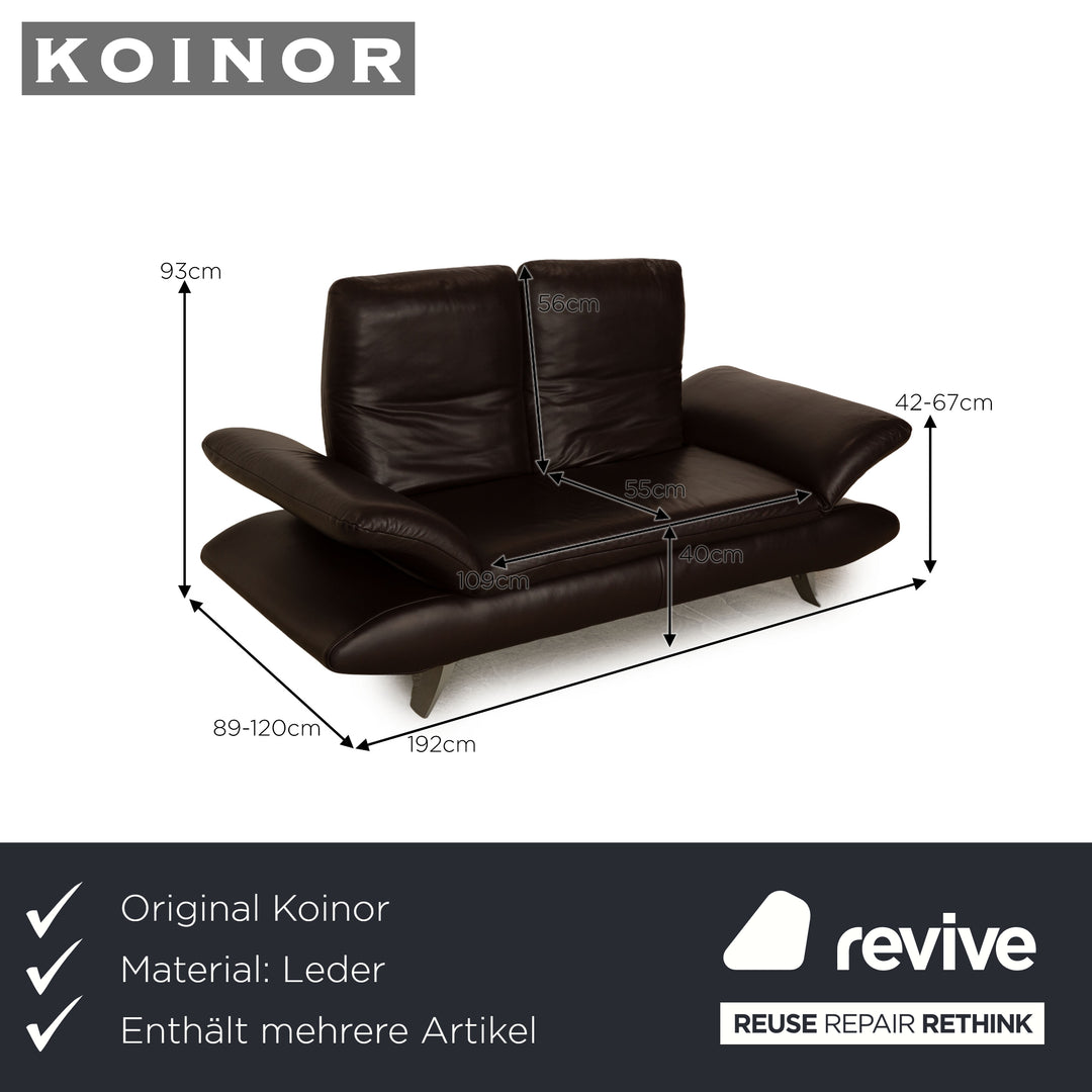 Koinor Velluti Leder Sofa Garnitur Braun Sessel Zweisitzer Couch manuelle Funktion