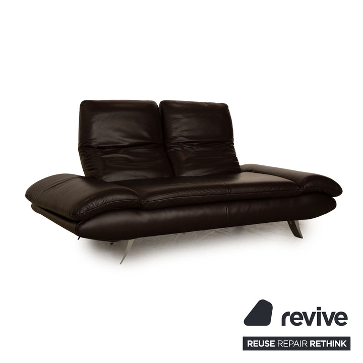 Koinor Velluti Leder Sofa Garnitur Braun Sessel Zweisitzer Couch manuelle Funktion