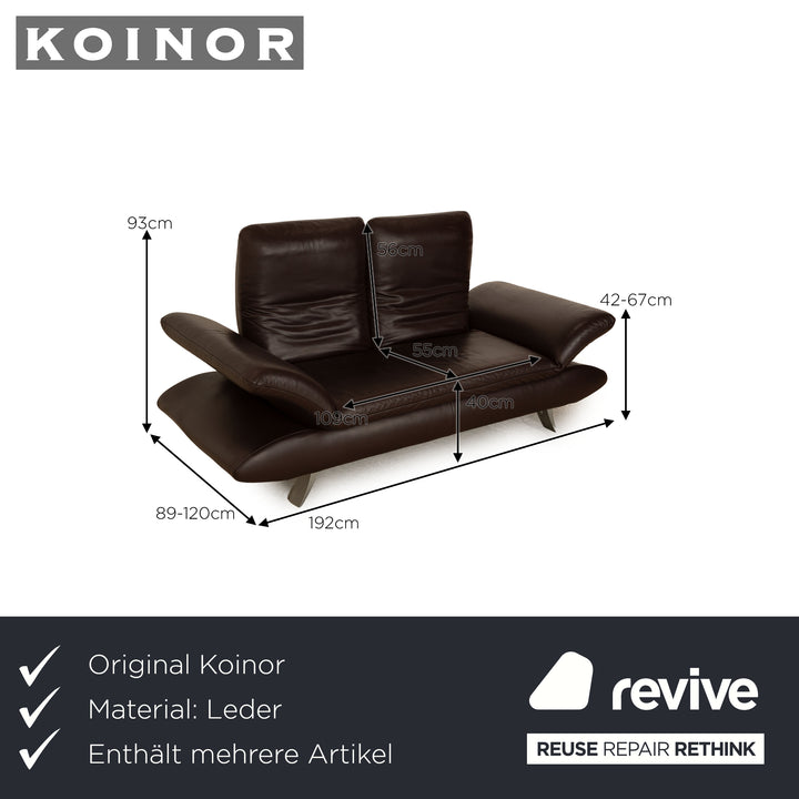 Koinor Velluti Leder Sofa Garnitur Braun Sessel Zweisitzer Couch manuelle Funktion