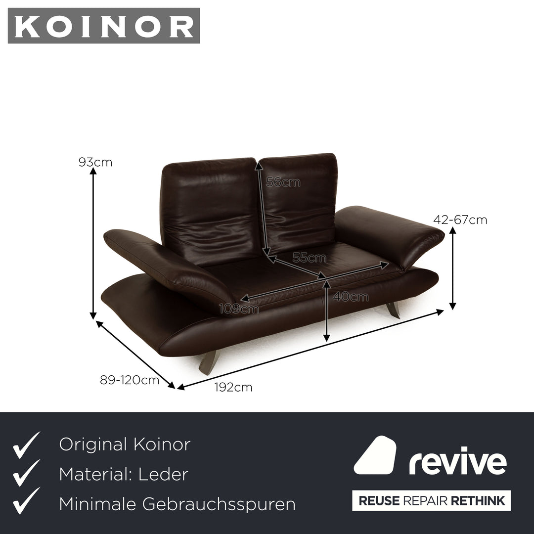 Koinor Velluti Leder Zweisitzer Braun Sofa Couch manuelle Funktion