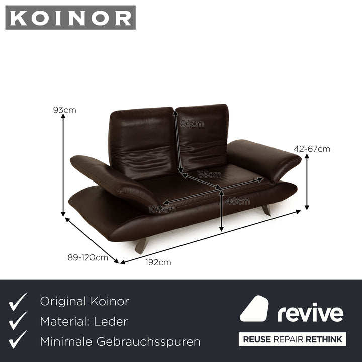 Koinor Velluti Leder Zweisitzer Braun Sofa Couch manuelle Funktion