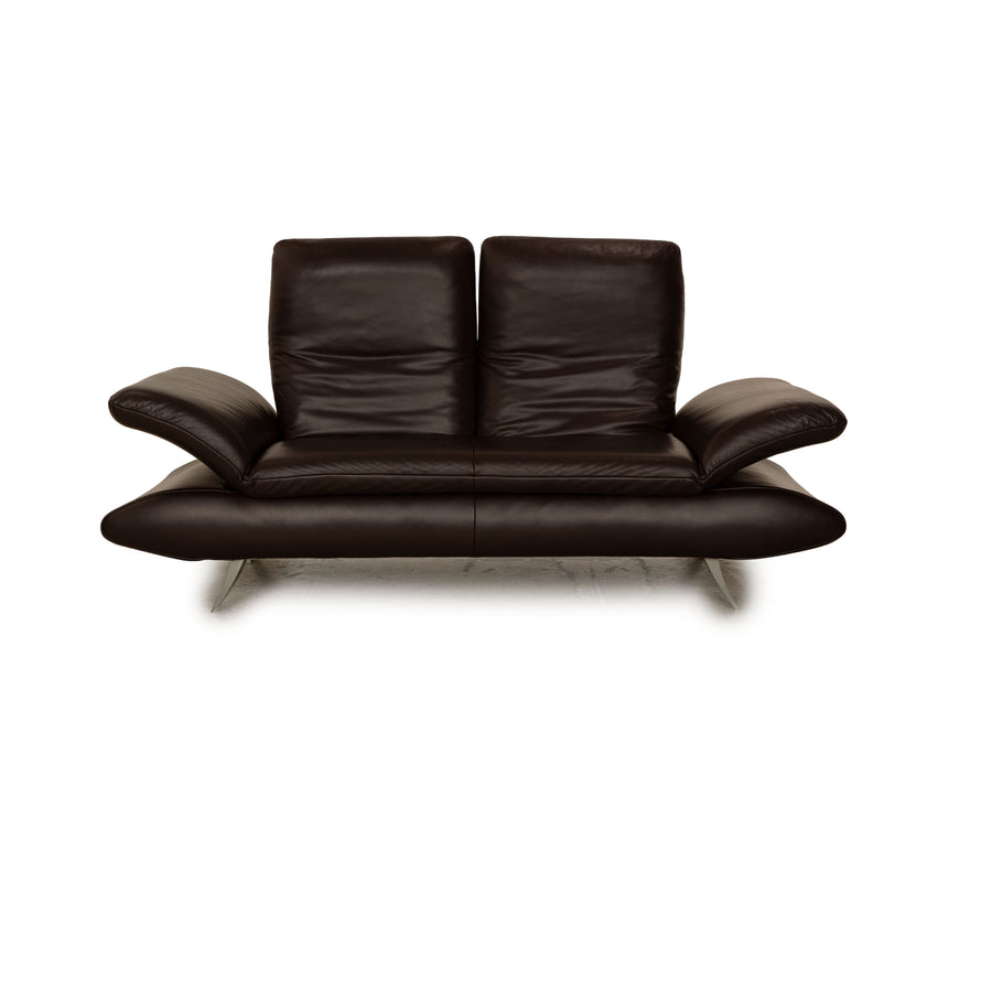 Koinor Velluti Leather Two Seater Brown Sofa Couch Manual Function