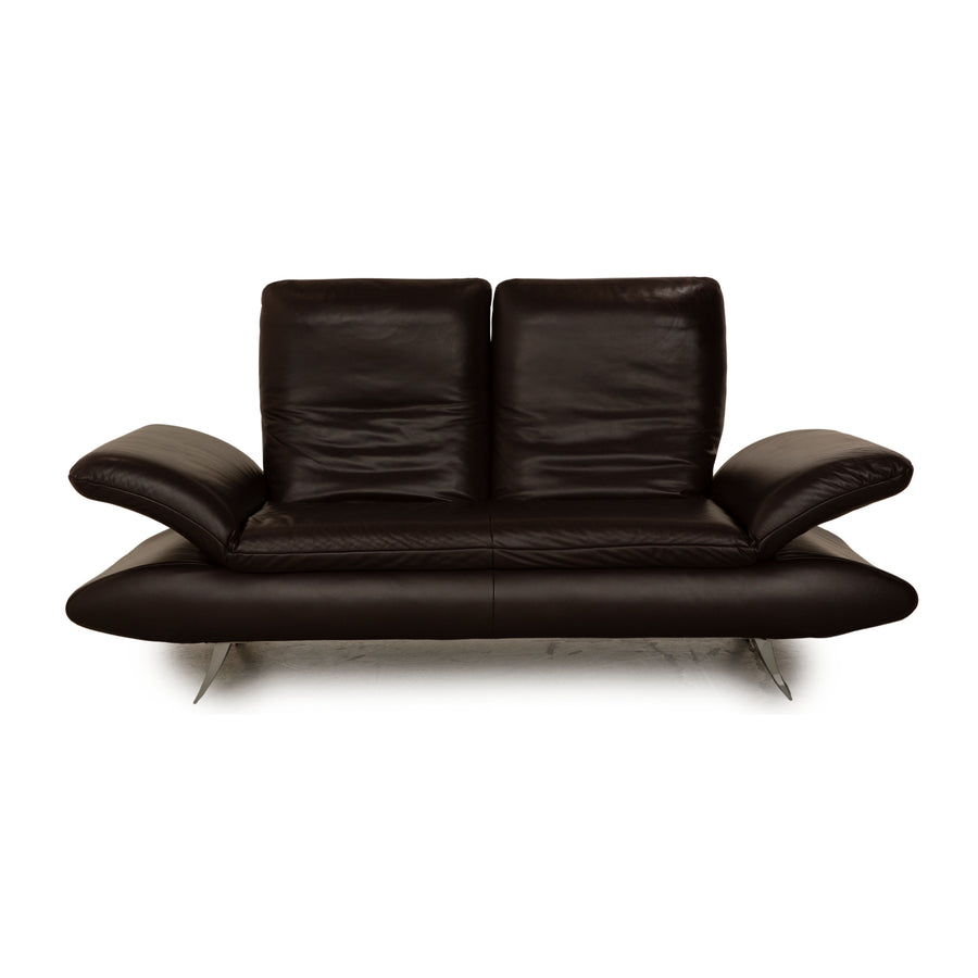 Koinor Velluti Leather Two Seater Brown Sofa Couch Manual Function