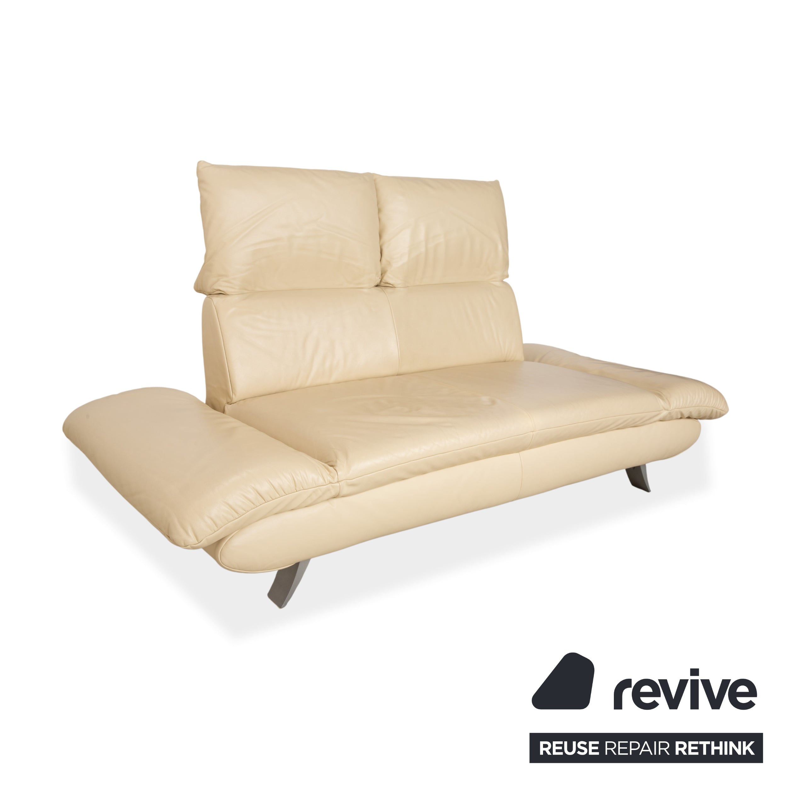 Koinor Velluti Leder Zweisitzer Creme manuelle Funktion Sofa Couch
