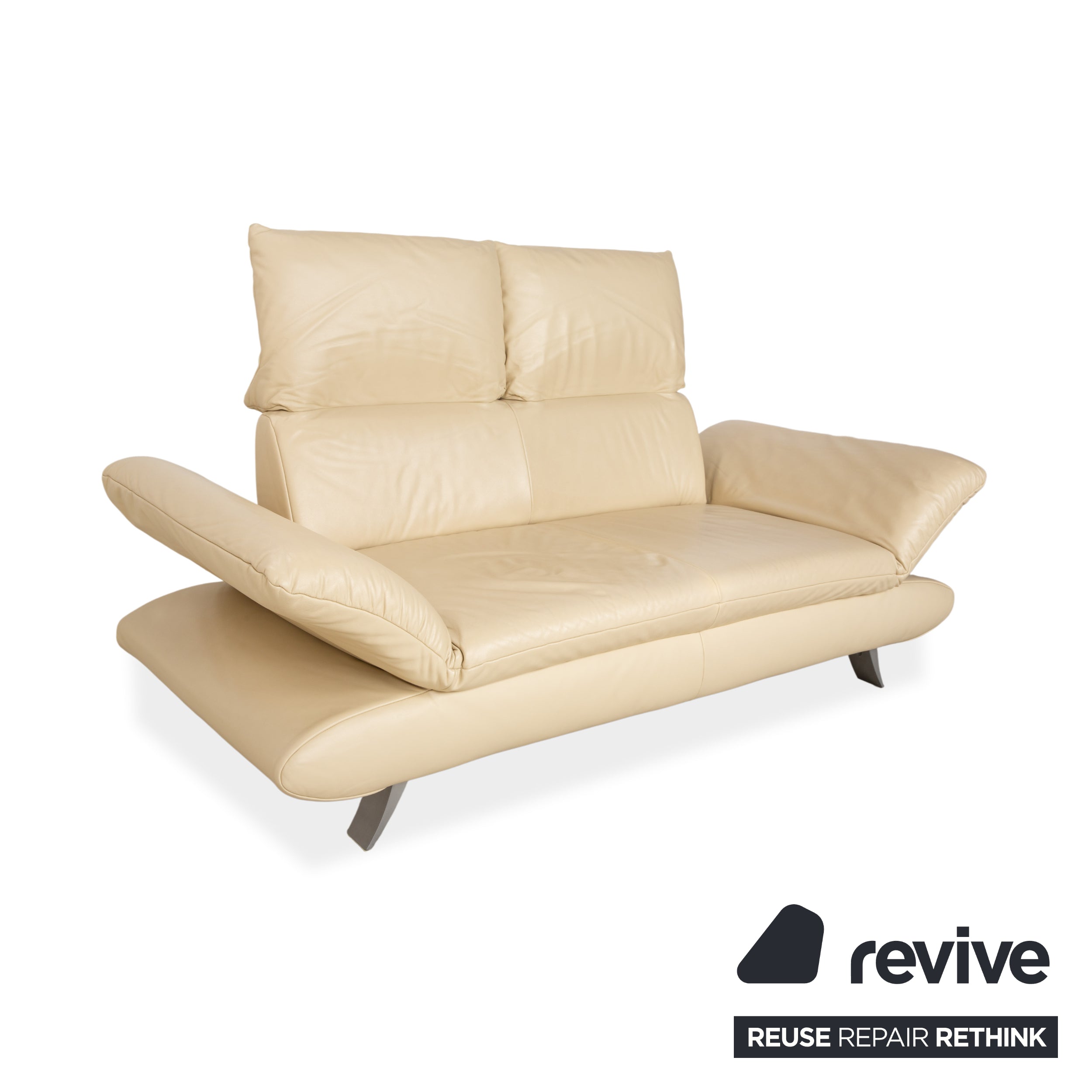 Koinor Velluti Leder Zweisitzer Creme manuelle Funktion Sofa Couch
