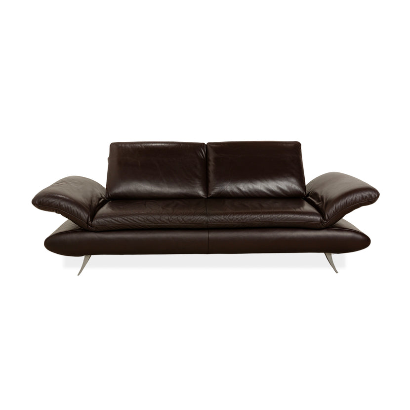 Koinor Velluti Leather Two-Seater Manual Function Brown Dark Brown Sofa Couch