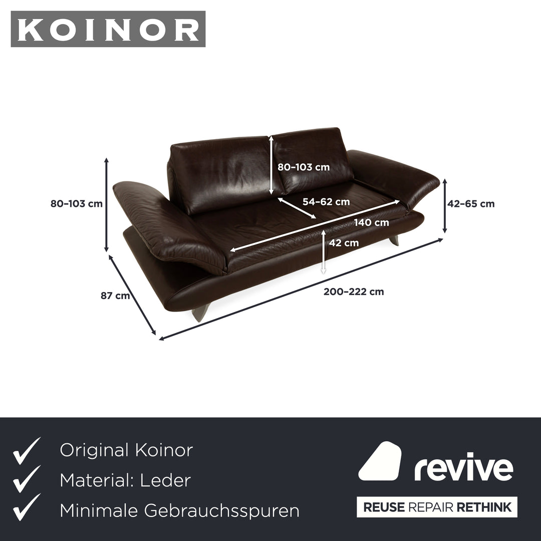 Koinor Velluti Leder Zweisitzer manuelle Funktion Braun Dunkelbraun Sofa Couch