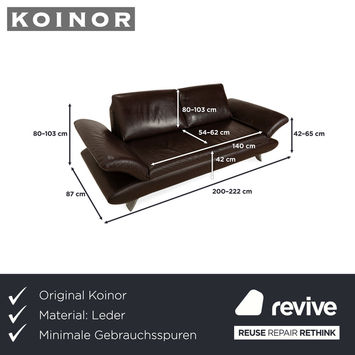 Koinor Velluti Leder Zweisitzer manuelle Funktion Braun Dunkelbraun Sofa Couch