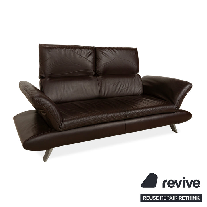 Koinor Velluti Leder Zweisitzer manuelle Funktion Braun Dunkelbraun Sofa Couch