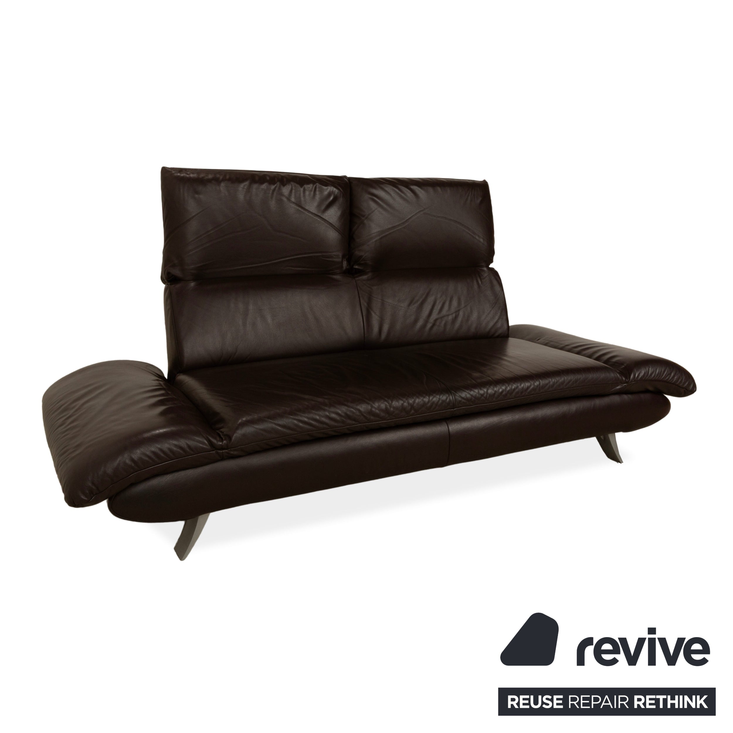 Koinor Velluti Leather Two-Seater Manual Function Brown Dark Brown Sofa Couch