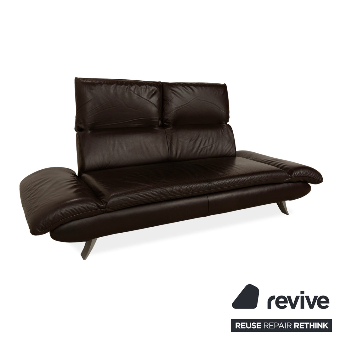 Koinor Velluti Leder Zweisitzer manuelle Funktion Braun Dunkelbraun Sofa Couch