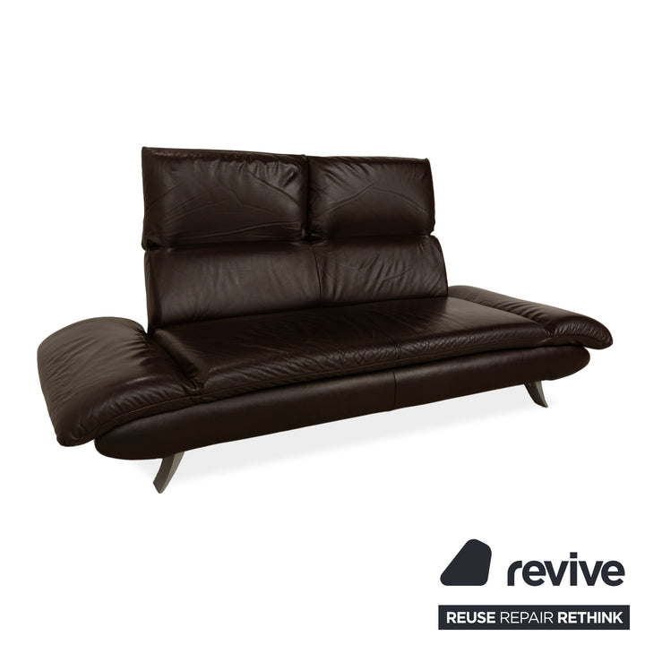 Koinor Velluti Leder Zweisitzer manuelle Funktion Braun Dunkelbraun Sofa Couch