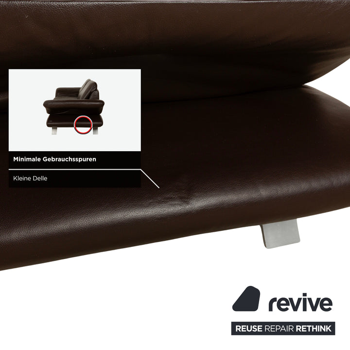 Koinor Velluti Leder Zweisitzer manuelle Funktion Braun Dunkelbraun Sofa Couch