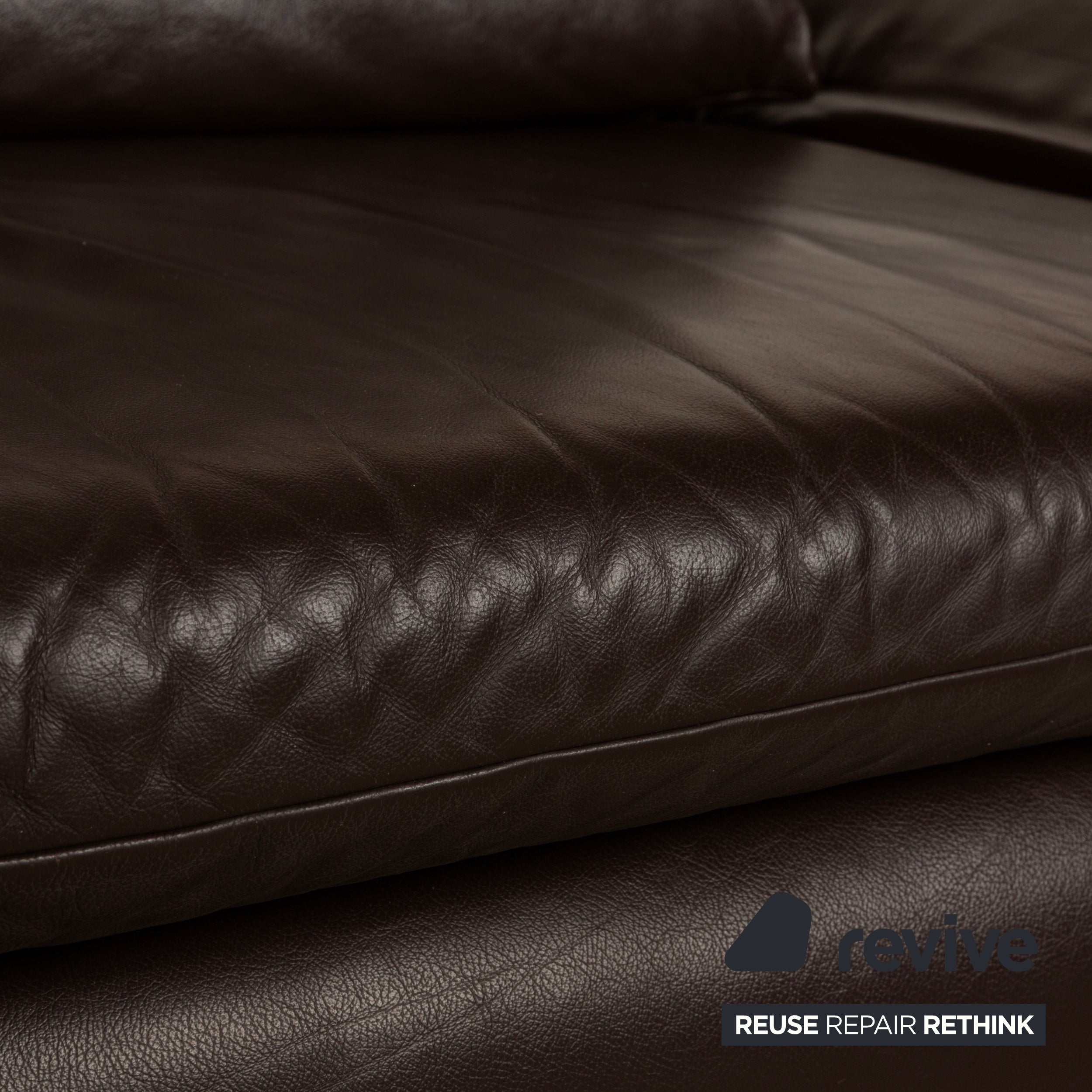 Koinor Velluti Leather Two-Seater Manual Function Brown Dark Brown Sofa Couch
