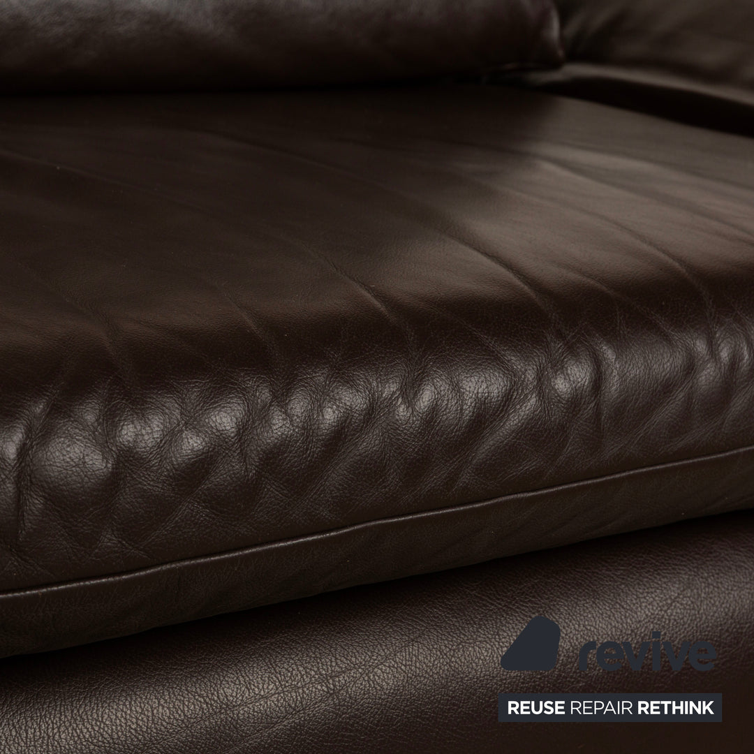 Koinor Velluti Leder Zweisitzer manuelle Funktion Braun Dunkelbraun Sofa Couch