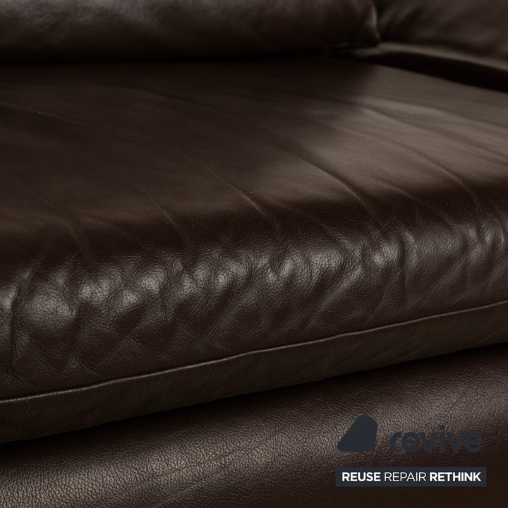 Koinor Velluti Leder Zweisitzer manuelle Funktion Braun Dunkelbraun Sofa Couch