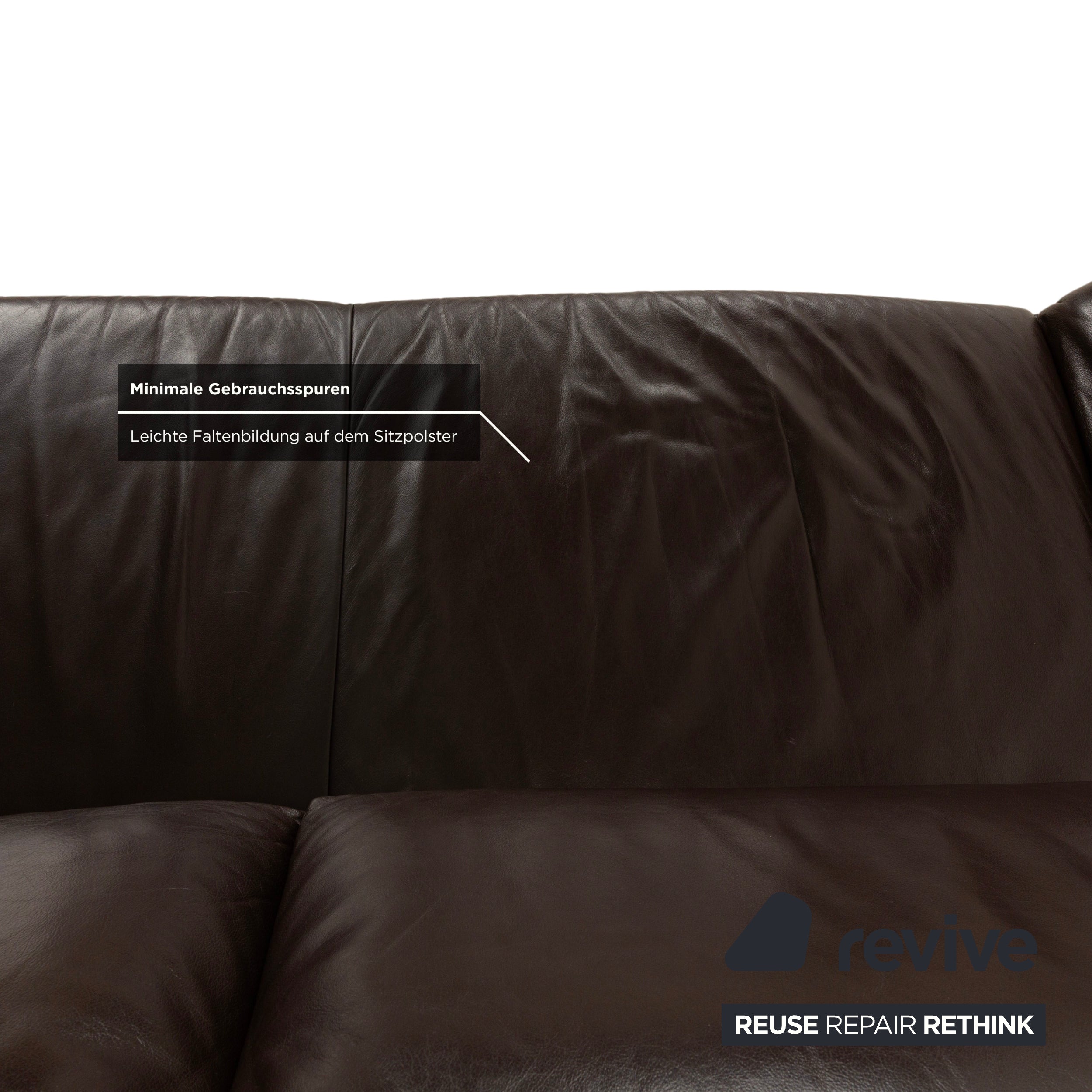 Koinor Velluti Leather Two-Seater Manual Function Brown Dark Brown Sofa Couch