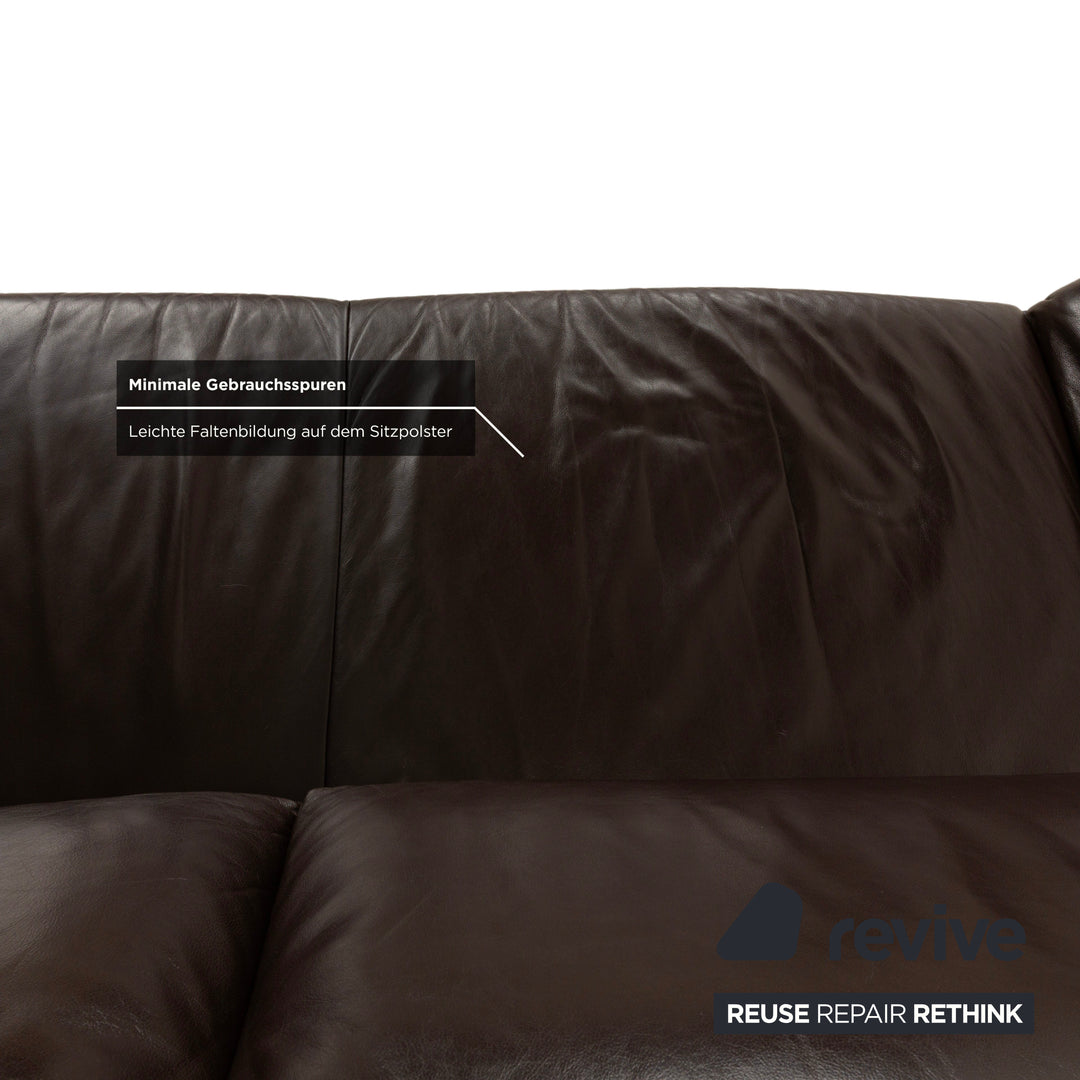 Koinor Velluti Leder Zweisitzer manuelle Funktion Braun Dunkelbraun Sofa Couch