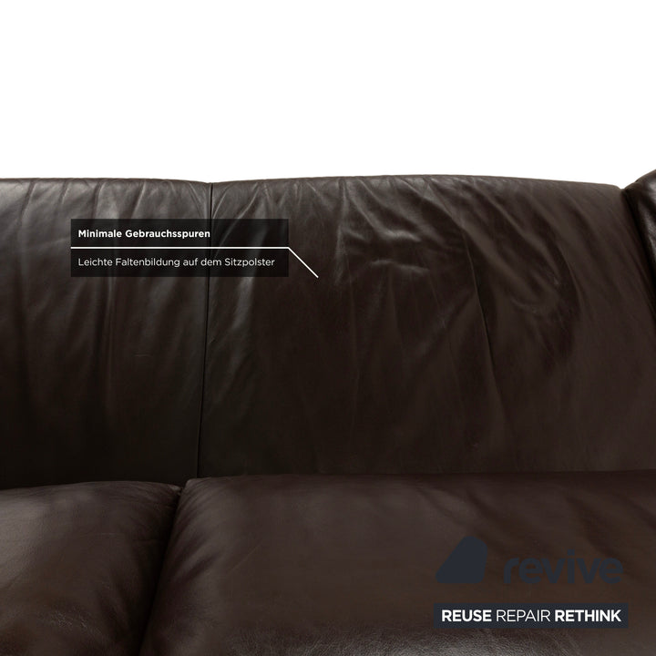 Koinor Velluti Leder Zweisitzer manuelle Funktion Braun Dunkelbraun Sofa Couch