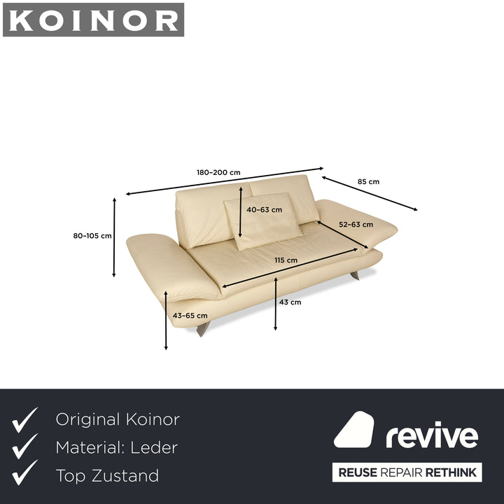 Koinor Velutti Leder Zweisitzer Beige Creme manuelle Funktion Sofa Couch
