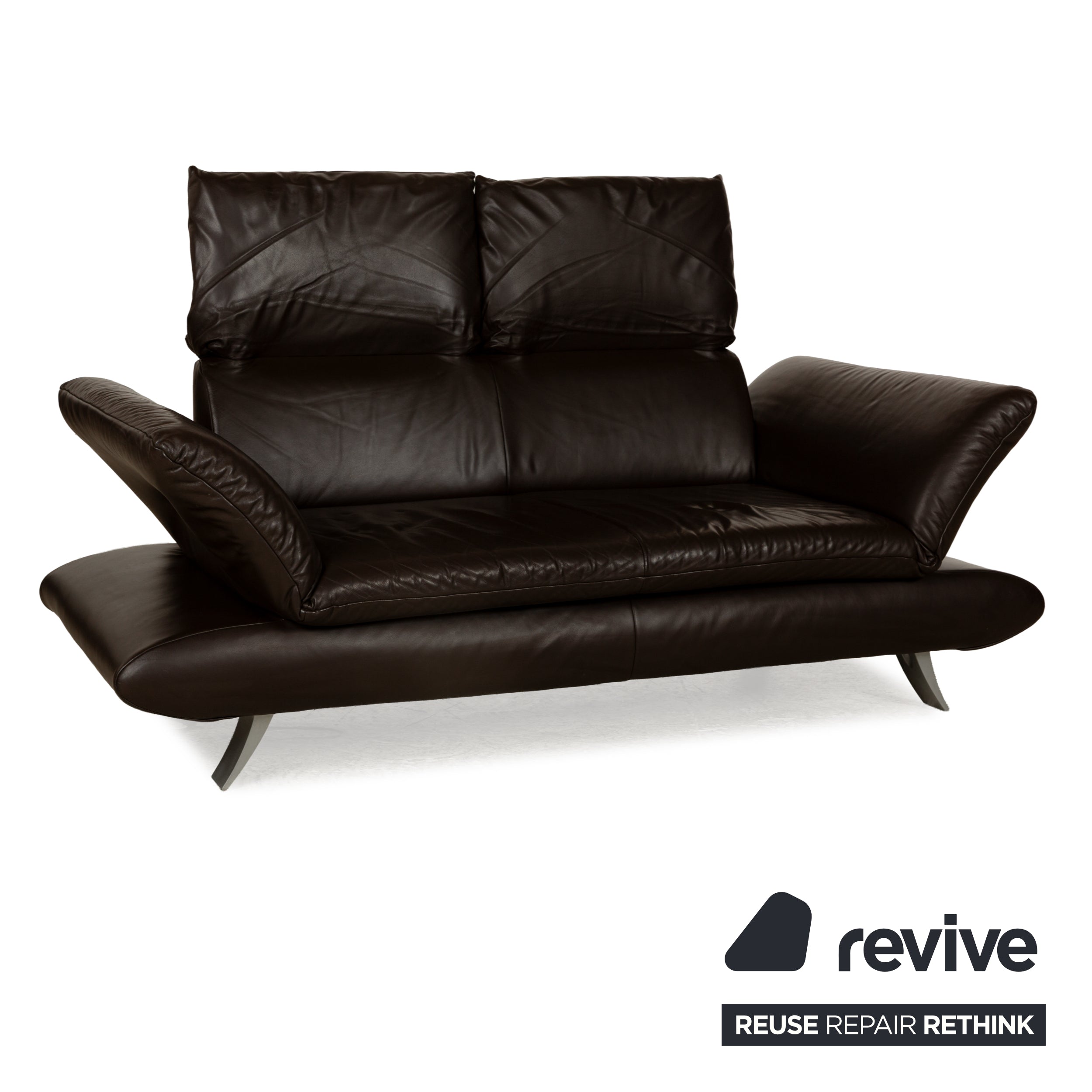 Koinor Velutti Leather Two-Seater Brown Manual Function Sofa Couch