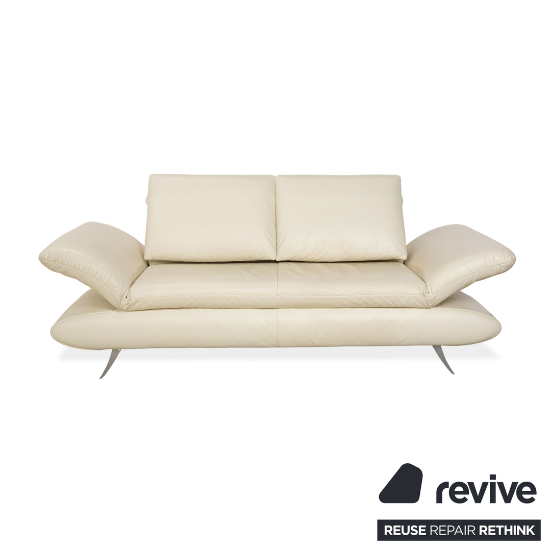 Koinor Velutti Leather Two-Seater Cream Manual Function Sofa Couch