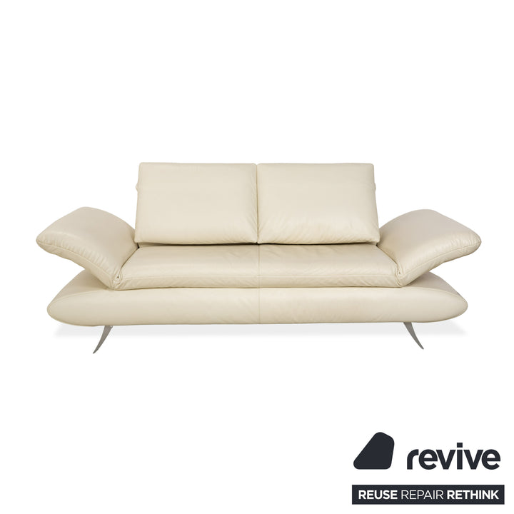 Koinor Velutti Leather Two-Seater Cream Manual Function Sofa Couch
