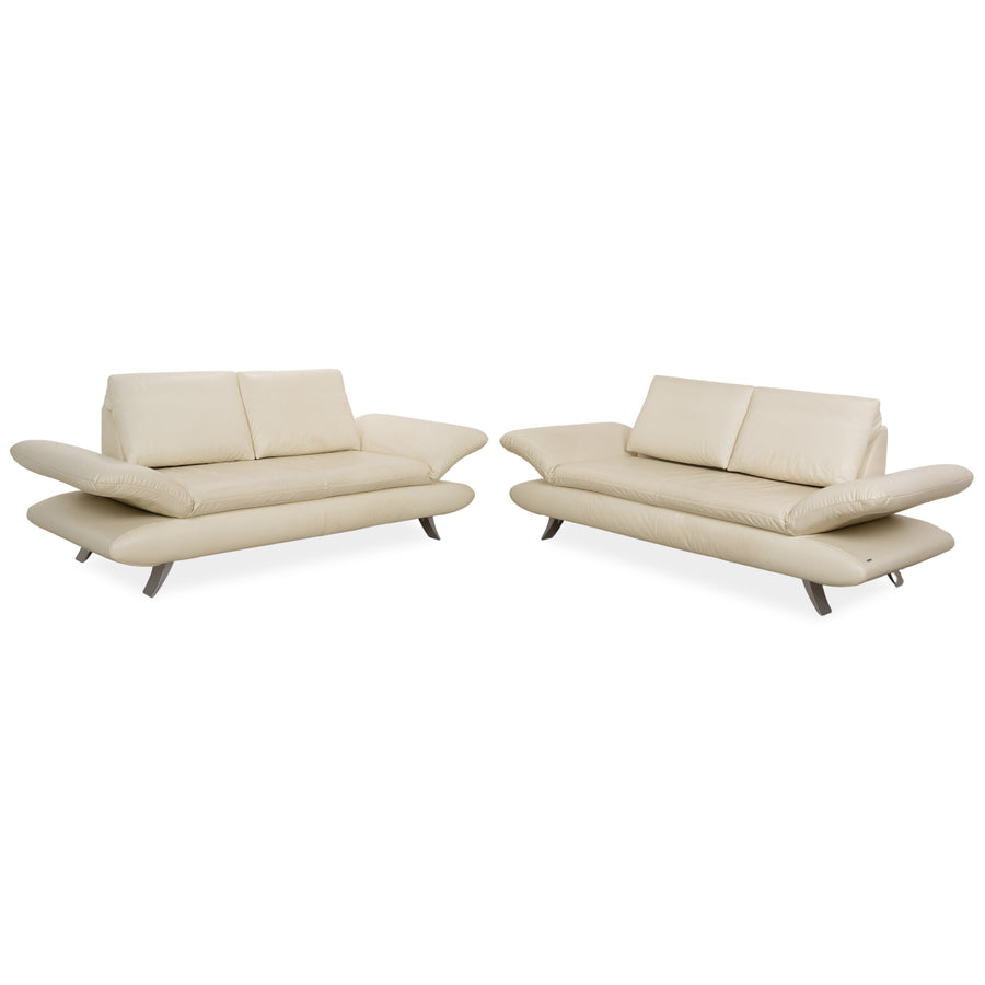 Koinor Velutti Leather Two-Seater Cream Manual Function Sofa Couch