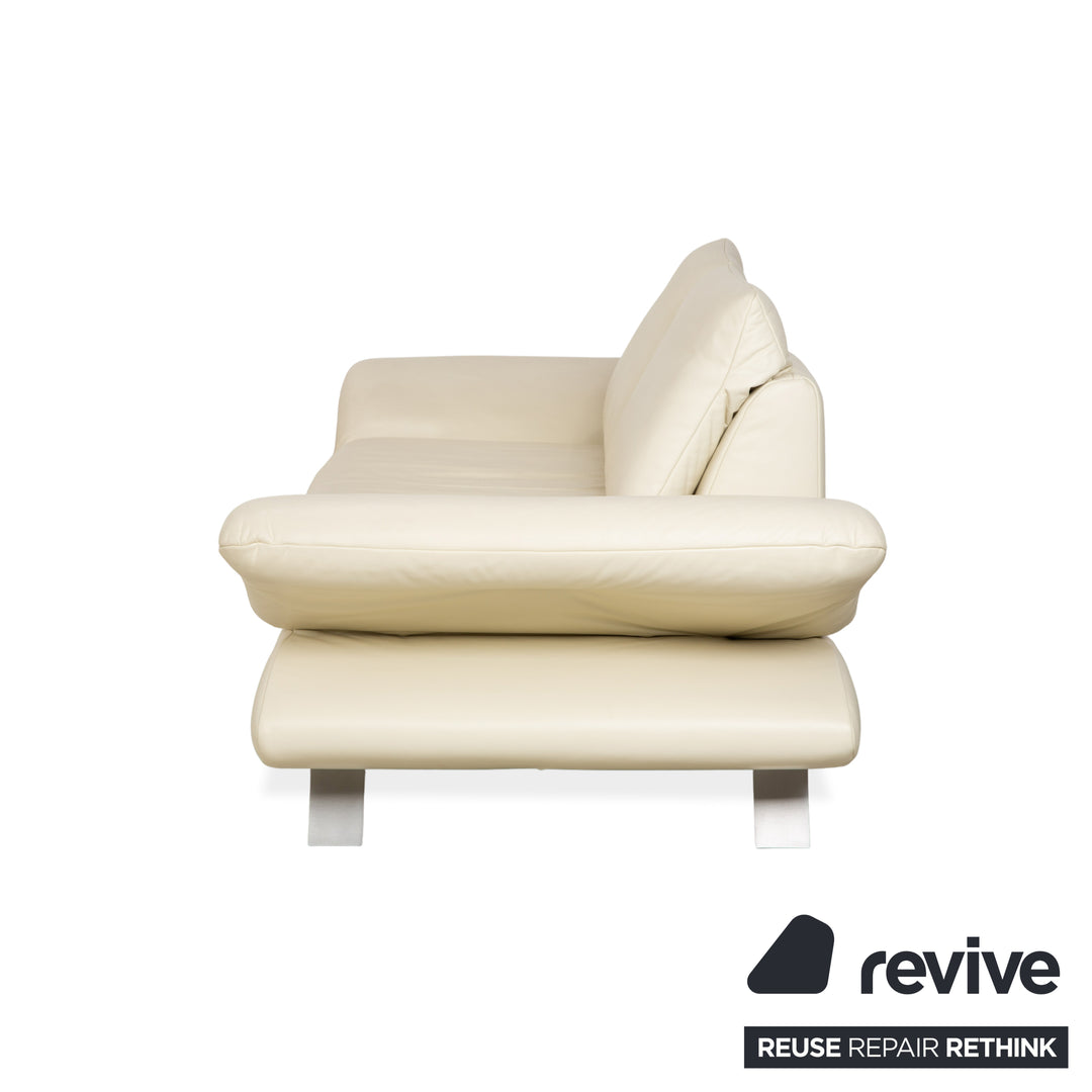 Koinor Velutti Leather Two-Seater Cream Manual Function Sofa Couch
