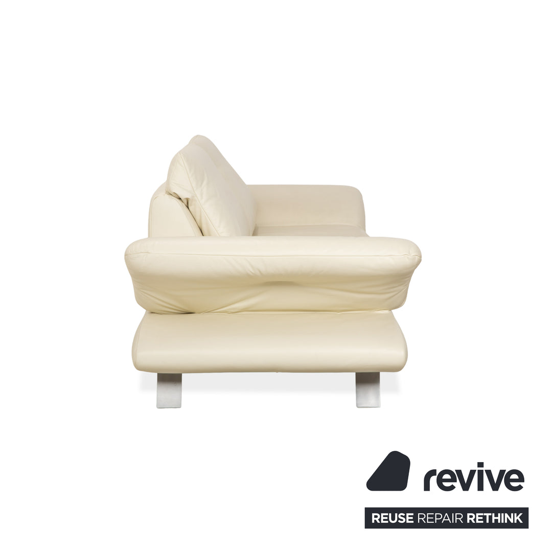 Koinor Velutti Leather Two-Seater Cream Manual Function Sofa Couch