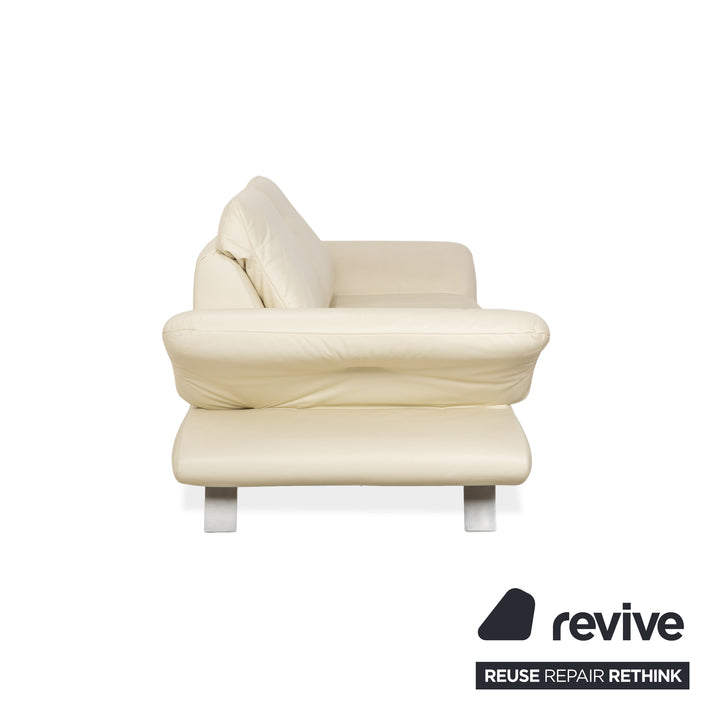 Koinor Velutti Leather Two-Seater Cream Manual Function Sofa Couch