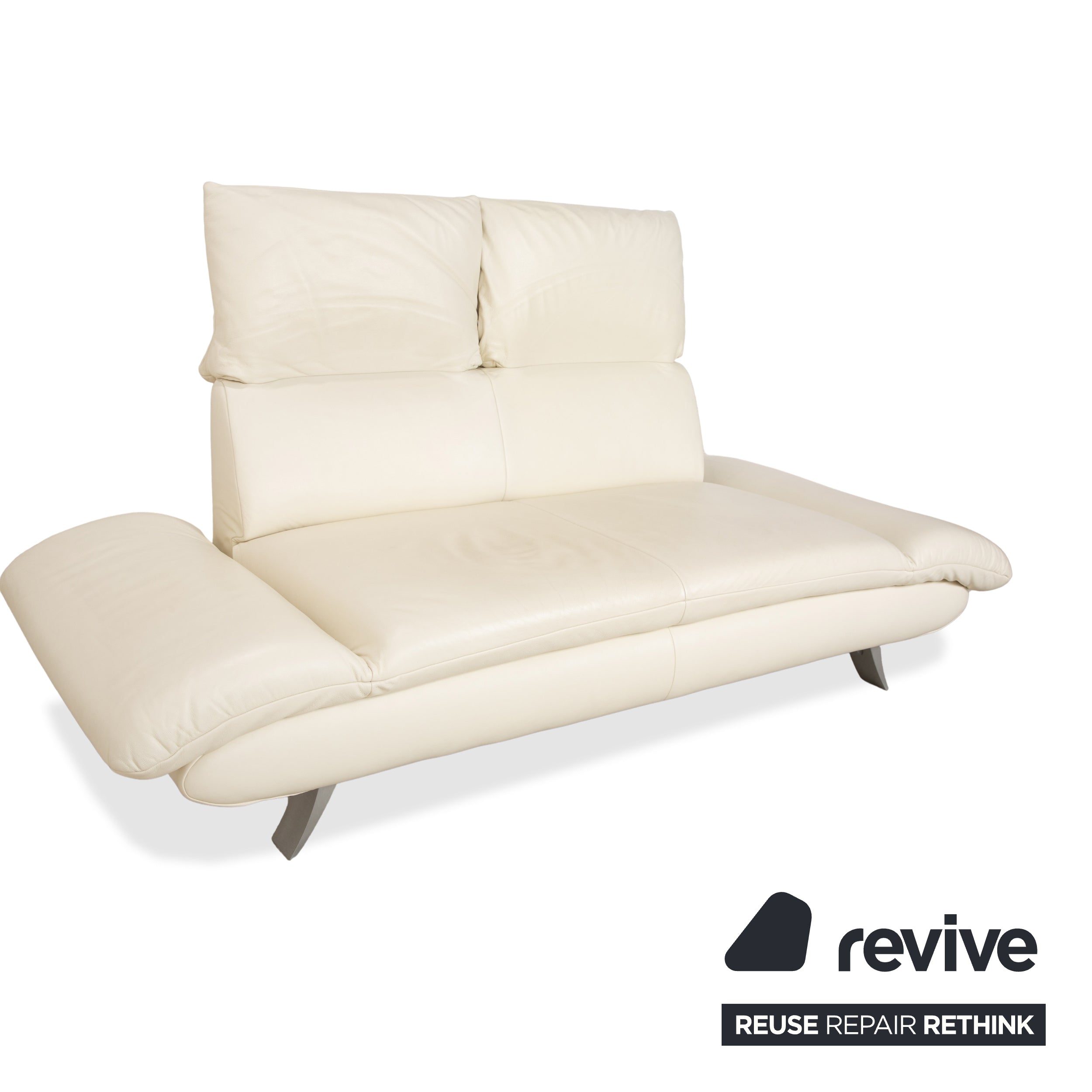 Koinor Velutti Canapé 2 places en cuir crème à fonction manuelle