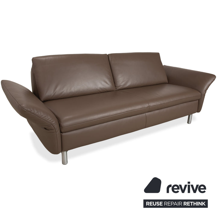 Koinor Vittoria Leather Two-Seater Brown Taupe Manual Function Sofa Couch