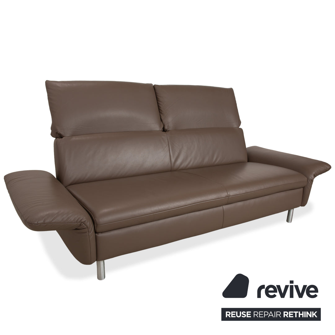 Koinor Vittoria Leather Two-Seater Brown Taupe Manual Function Sofa Couch