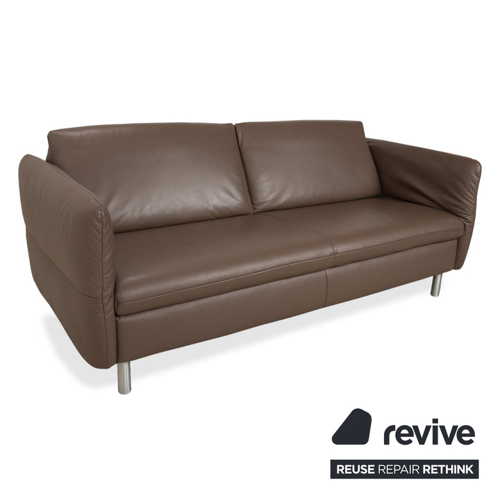 Koinor Vittoria Leather Two-Seater Brown Taupe Manual Function Sofa Couch