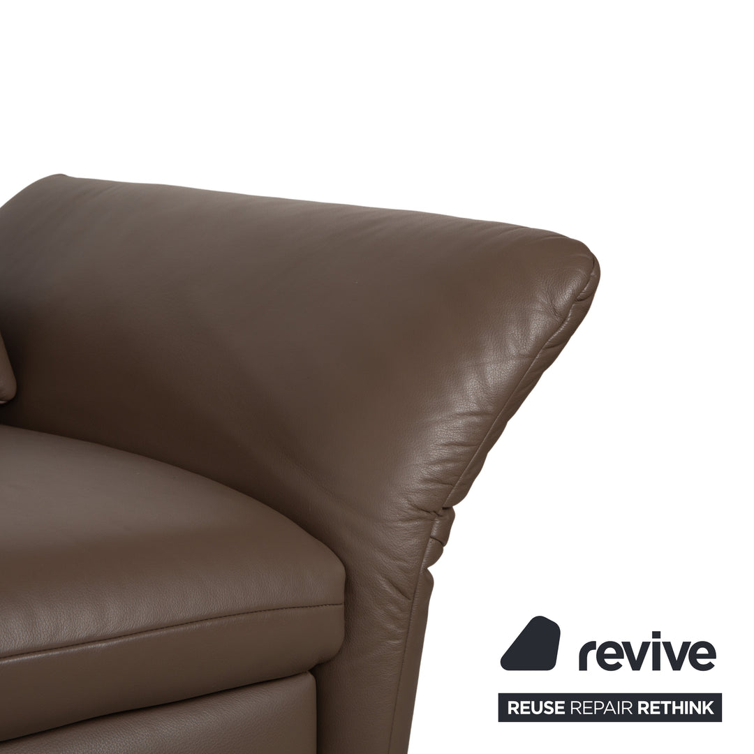 Koinor Vittoria Leather Two-Seater Brown Taupe Manual Function Sofa Couch