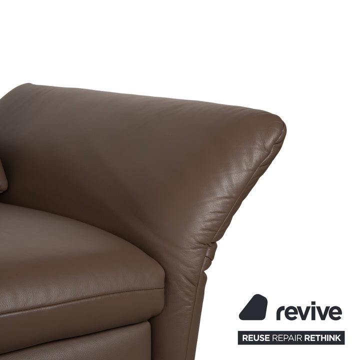 Koinor Vittoria Leather Two-Seater Brown Taupe Manual Function Sofa Couch