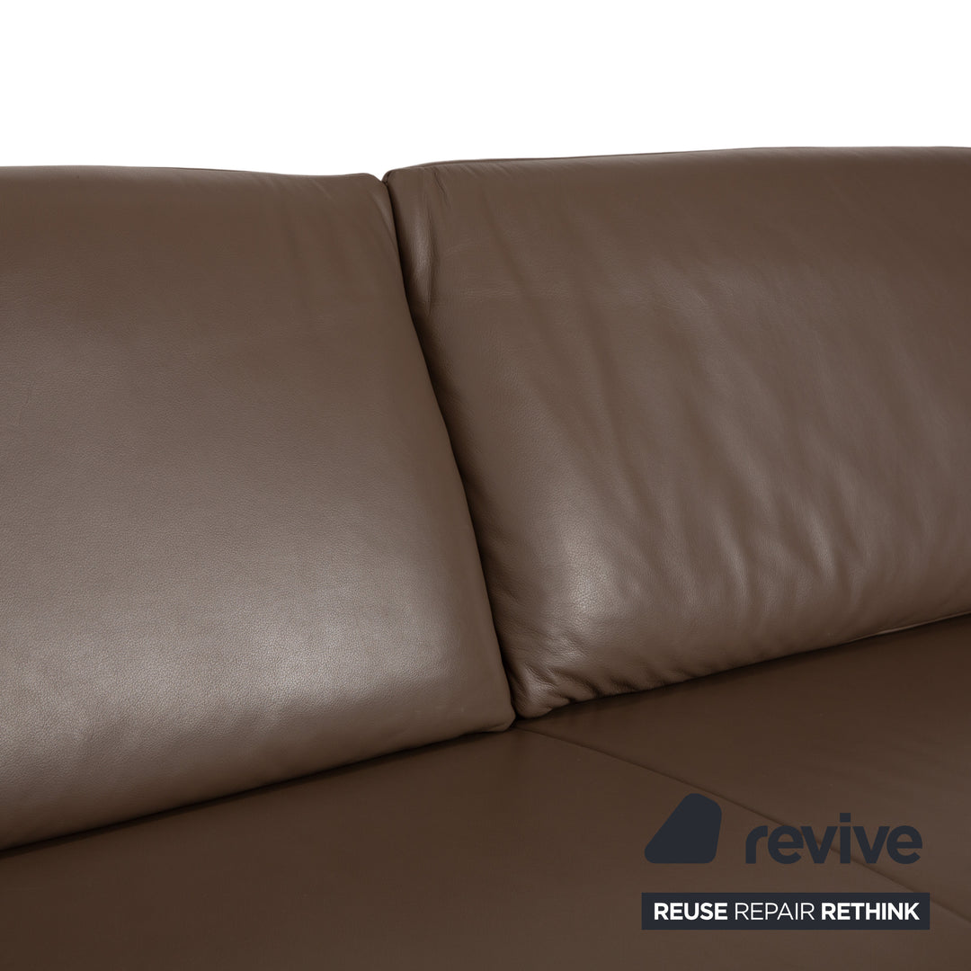 Koinor Vittoria Leather Two-Seater Brown Taupe Manual Function Sofa Couch