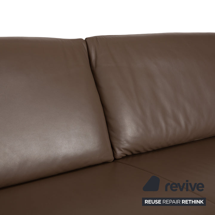 Koinor Vittoria Leather Two-Seater Brown Taupe Manual Function Sofa Couch