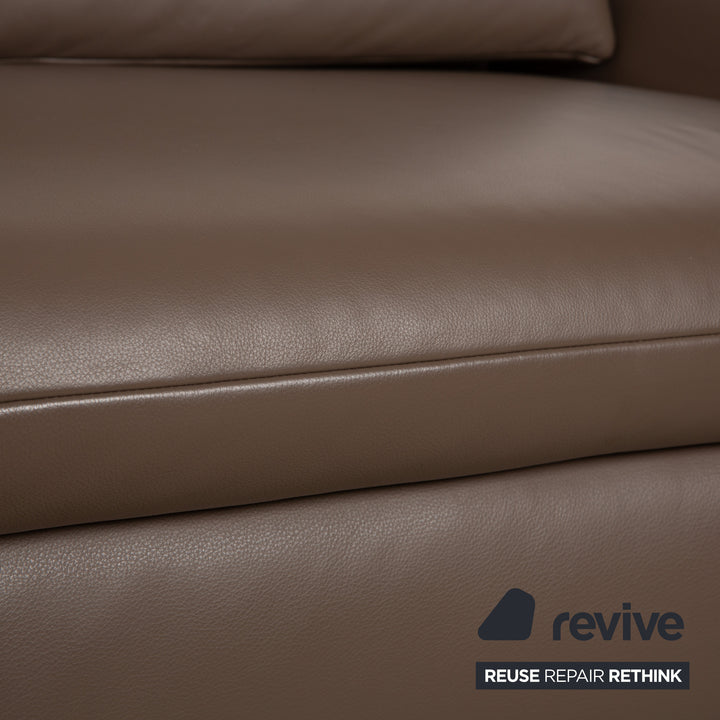 Koinor Vittoria Leather Two-Seater Brown Taupe Manual Function Sofa Couch