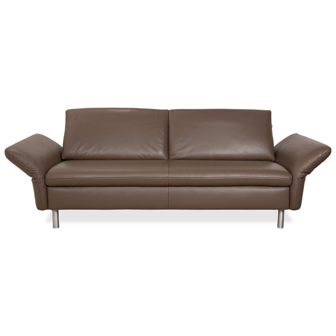 Koinor Vittoria Leather Two-Seater Brown Taupe Manual Function Sofa Couch